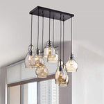 8 light cognac glass industrial antique black chandelier