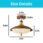 5-Light led light brown wood grain gold ceiling light glass iron metal light fixture