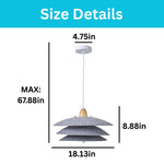 18" Light bulbs metal wood felt dining room chandelier white gray pendant light