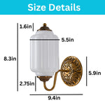 E12  Bulb light white bedroom light fixtures glass, metal wall light