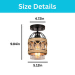 Farmhouse light bulb glass metal rattan dining Room black ceiling light
