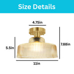 1-light led light glass metal flush mount ceiling fixture gold ceiling lamp