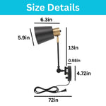 E26 Base plug in wall lamp black/Gold bedroom lamps wall metal wall light