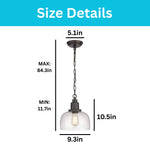 1-pack glass pendant light metal industrial hanging lamp bronze chandelier light