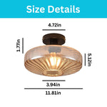 11.8 inch bulb light glass metal dining light fixtures black Amber ceiling light