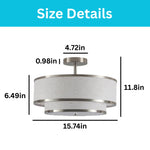 3-light light bulbs fabric metal light fixture silver gold flush mount ceiling light