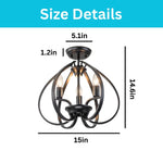 15” chandelier light metal hallway light black and gold indoor lighting