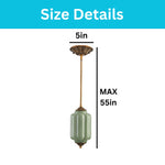 Vintage milk glass LED pendant light metal semi flush mount green ceiling fixture