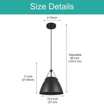 Adjustable height hanging lights matte black island lights leather strap,metal pendant light