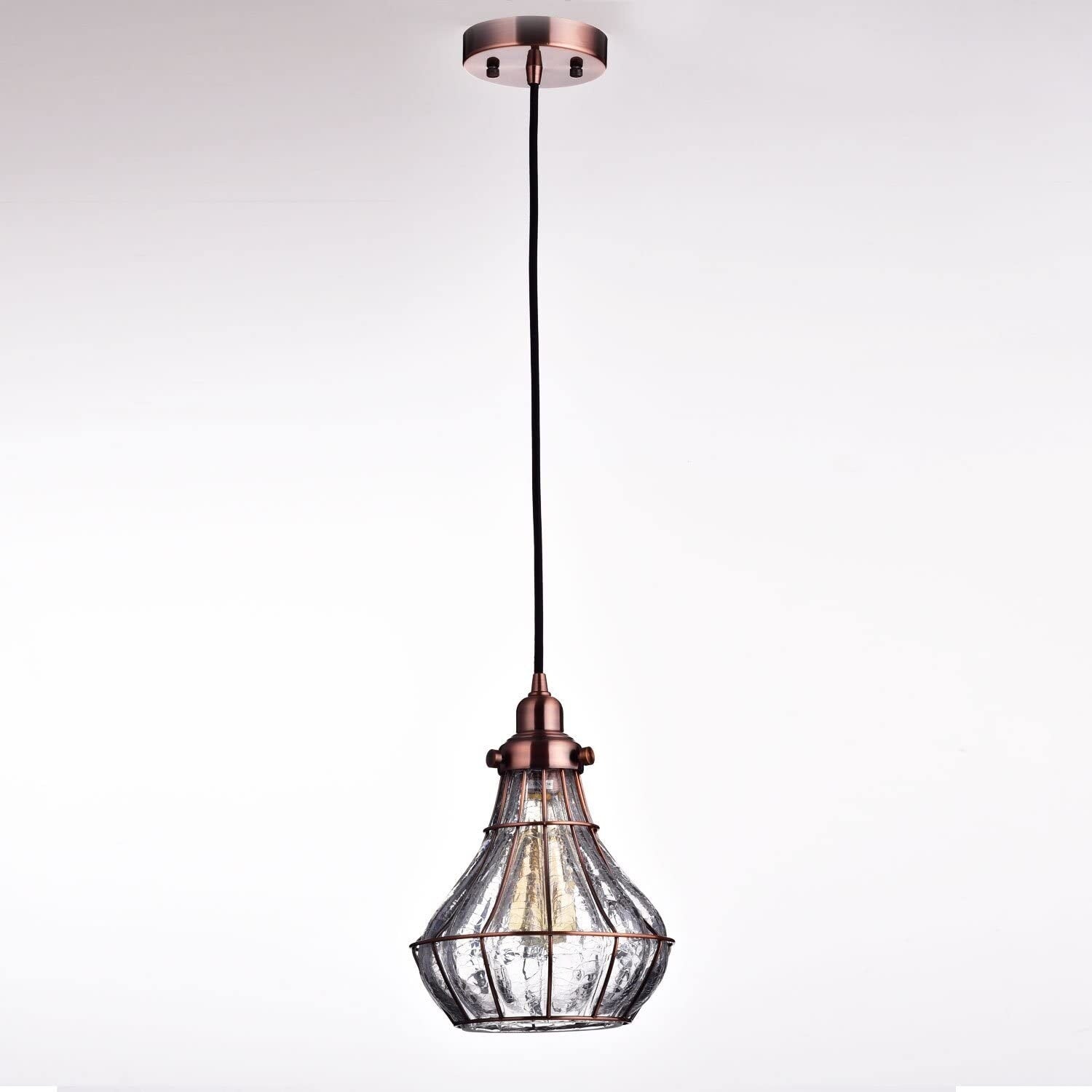Antique copper cracked glass vintage industrial ceiling lamp light