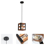 Black wood pendant light, island hanging light fixture with bubble glass shade