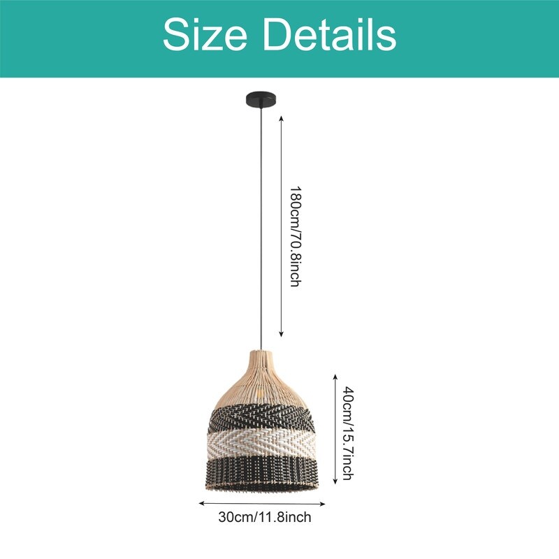 Bohemian kitchen light black white bedroom light rattan pendant light