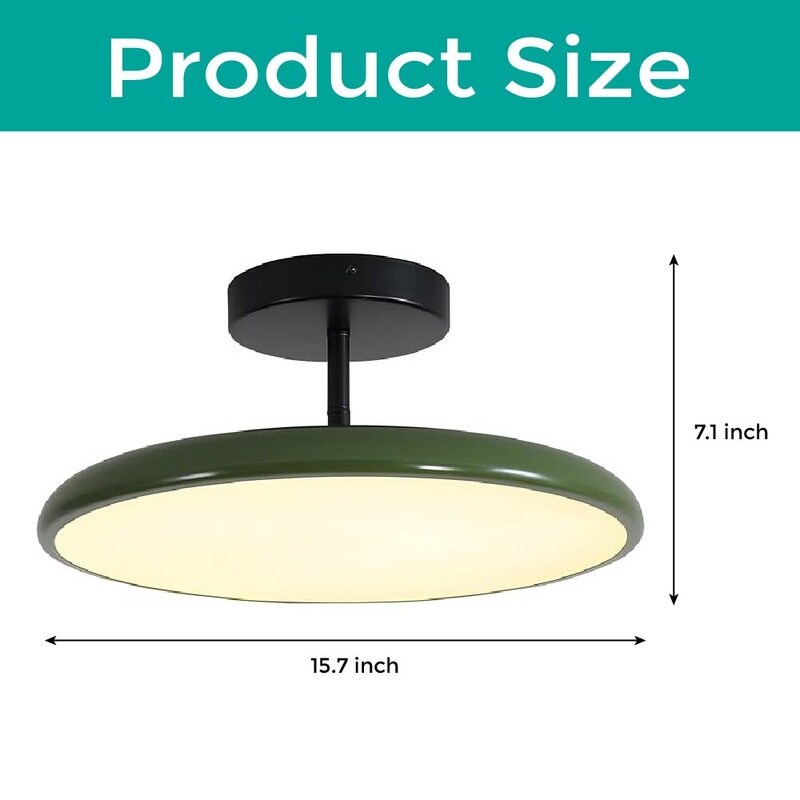 Contemporary mount flush light green hallway light metal ceiling light