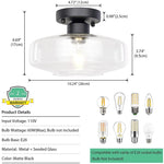 Farmhouse Semi Flush Mount Close to Ceiling Lights industrial black ceiling lighting fixture with glass shade