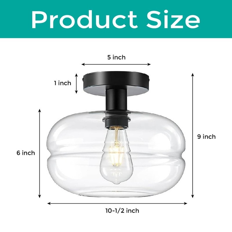 Farmhouse light fixture Black Ceiling Light Aluminum, Glass, Ceramic Fixture light