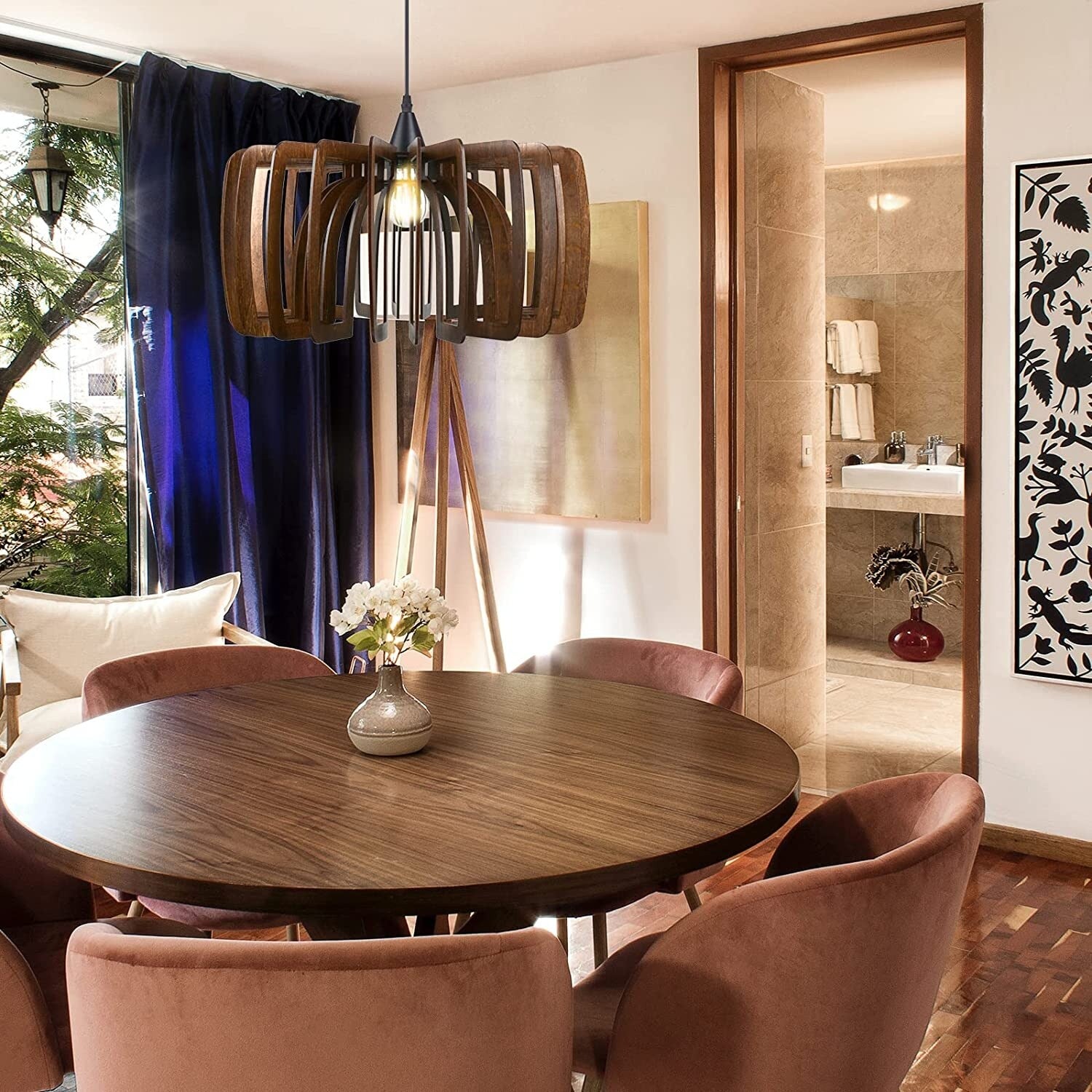 Farmhouse pendant light wood hanging light ceiling chandelier industrial ceiling light fixture