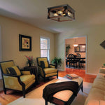 Farmhouse vintage ceiling lamp wood black flush mount light