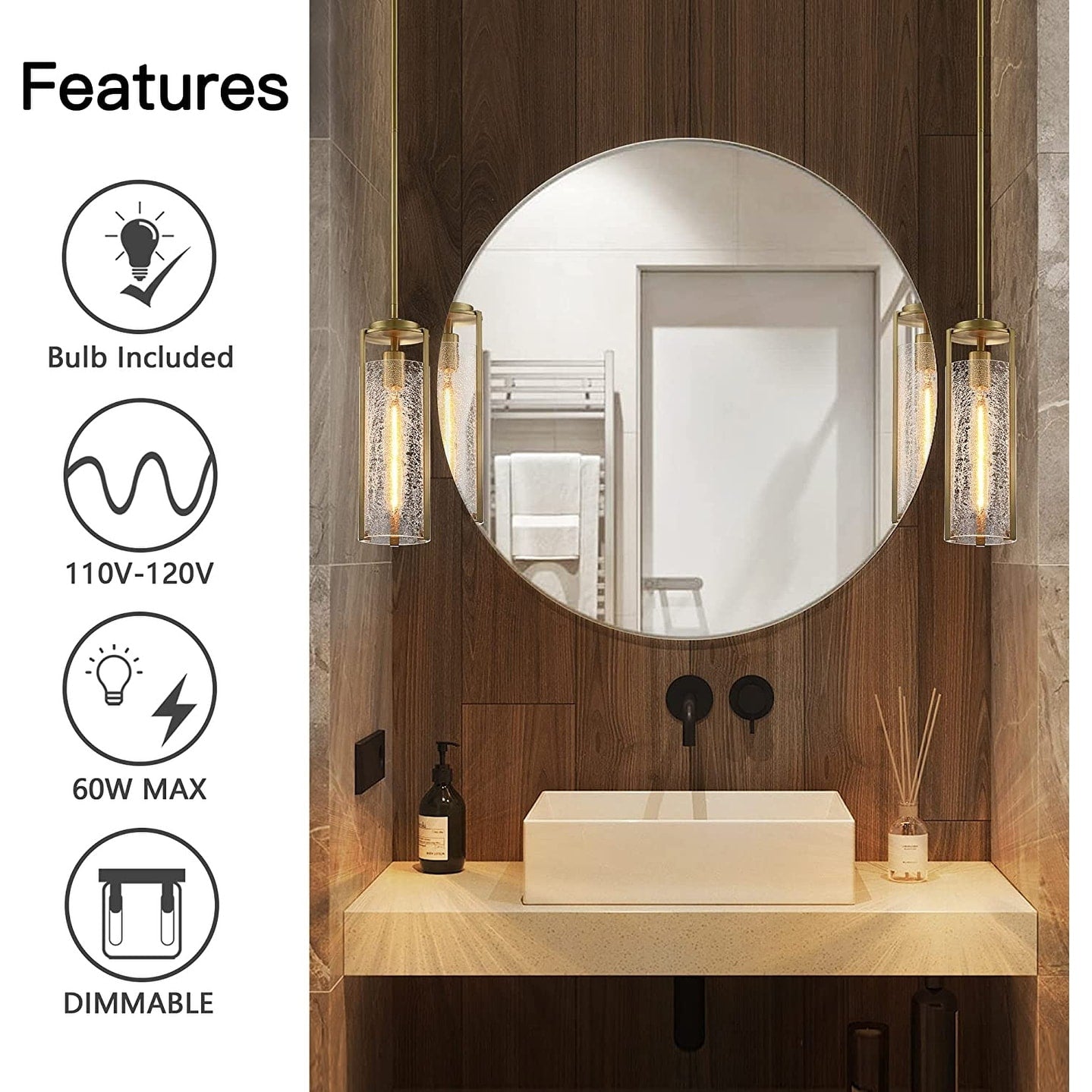 Gold glass pendant lights modern hanging light fixture