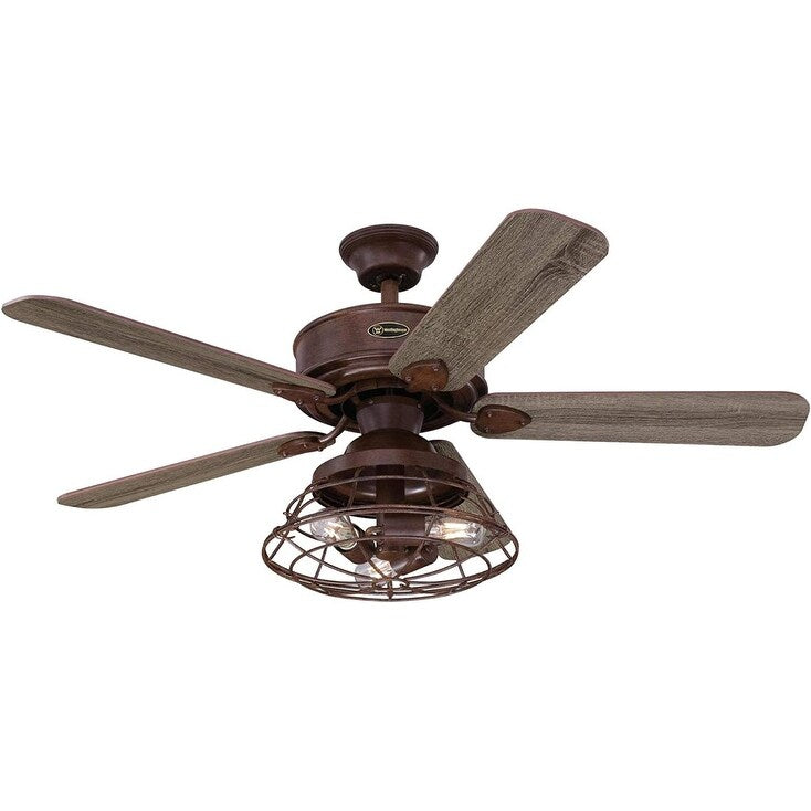 Industrial barnwood ceiling fan with lights LED dimmable kits with cage and remote control