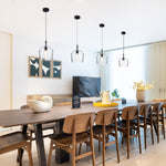 Industrial glass pendant light black kitchen hanging light