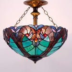 Industrial tiffany ceiling light fixture multi color semi flush mount lamp