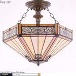 Industrial tiffany ceiling light fixture vintage semi flush mount lamp