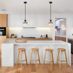 Moder pendant light fixture with hammered glass shade industrial black hanging light
