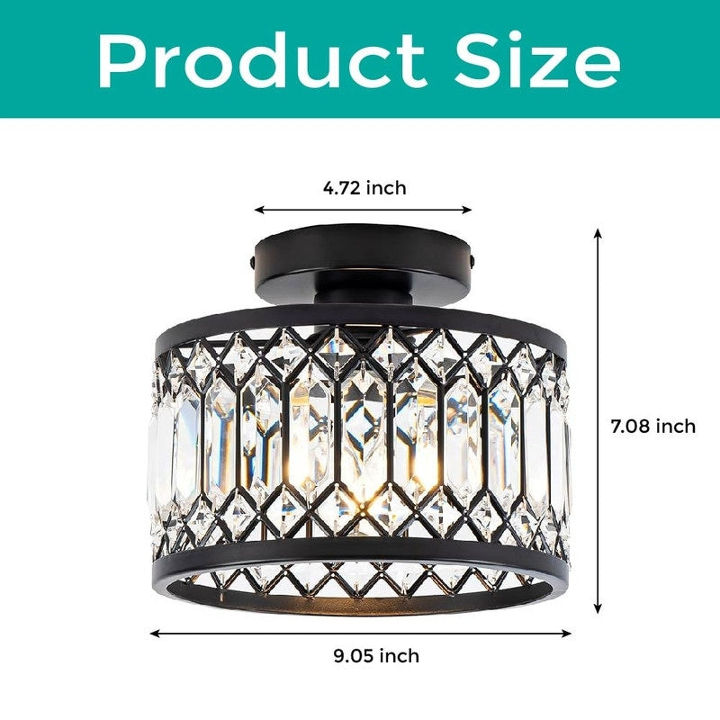 Modern light fixture black Crystal lights metal,glass ceiling light