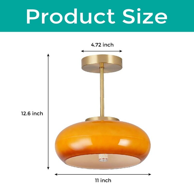 Modern light fixture orange ceiling lighting brass, glass mount flush light