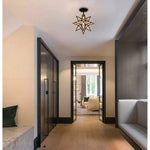 Moravian Star Semi Flush Mount Ceiling Light Seeded Glass Close to Ceiling Lamp