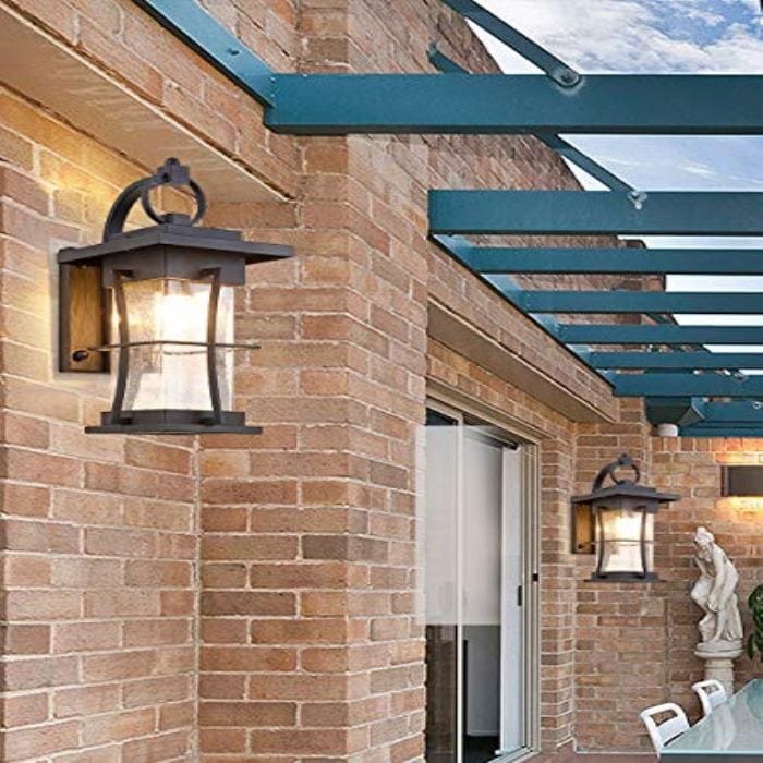 Ourdoor black wall sconce with bubble glass