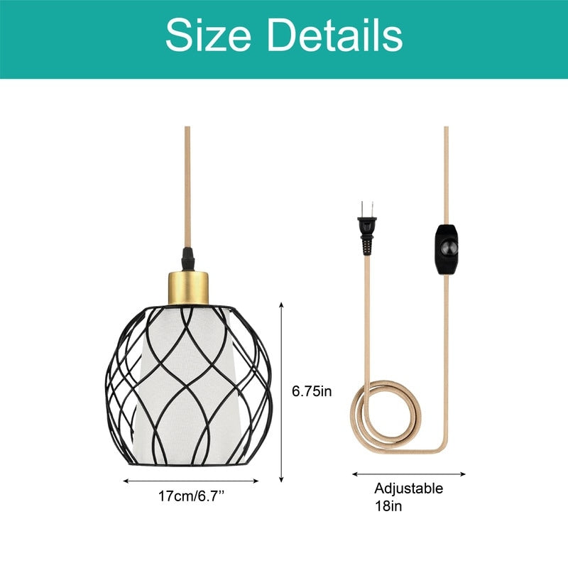 Plug in hanging lights black kitchen lights linen shade pendant light