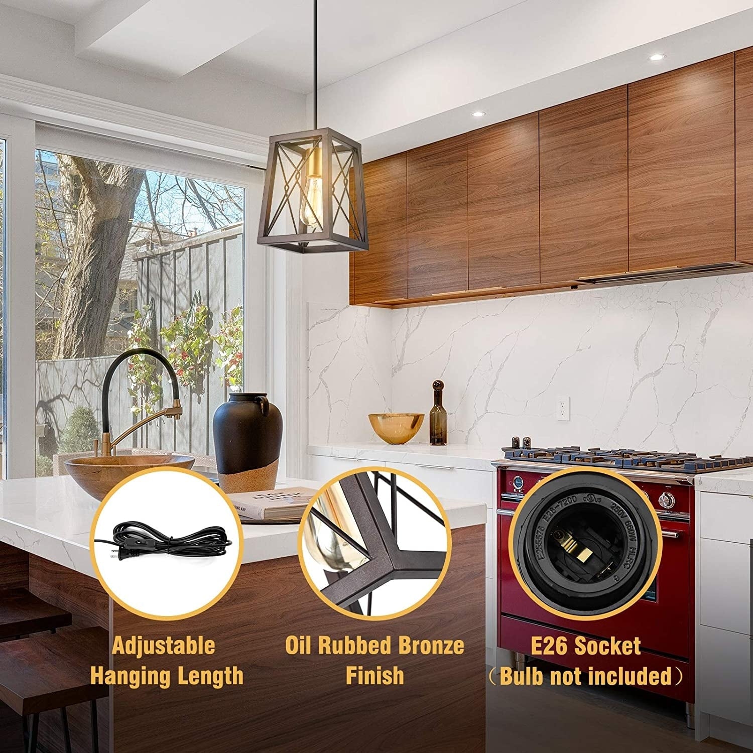 Rustic hanging lights with plug in cord cage hanging pendant light