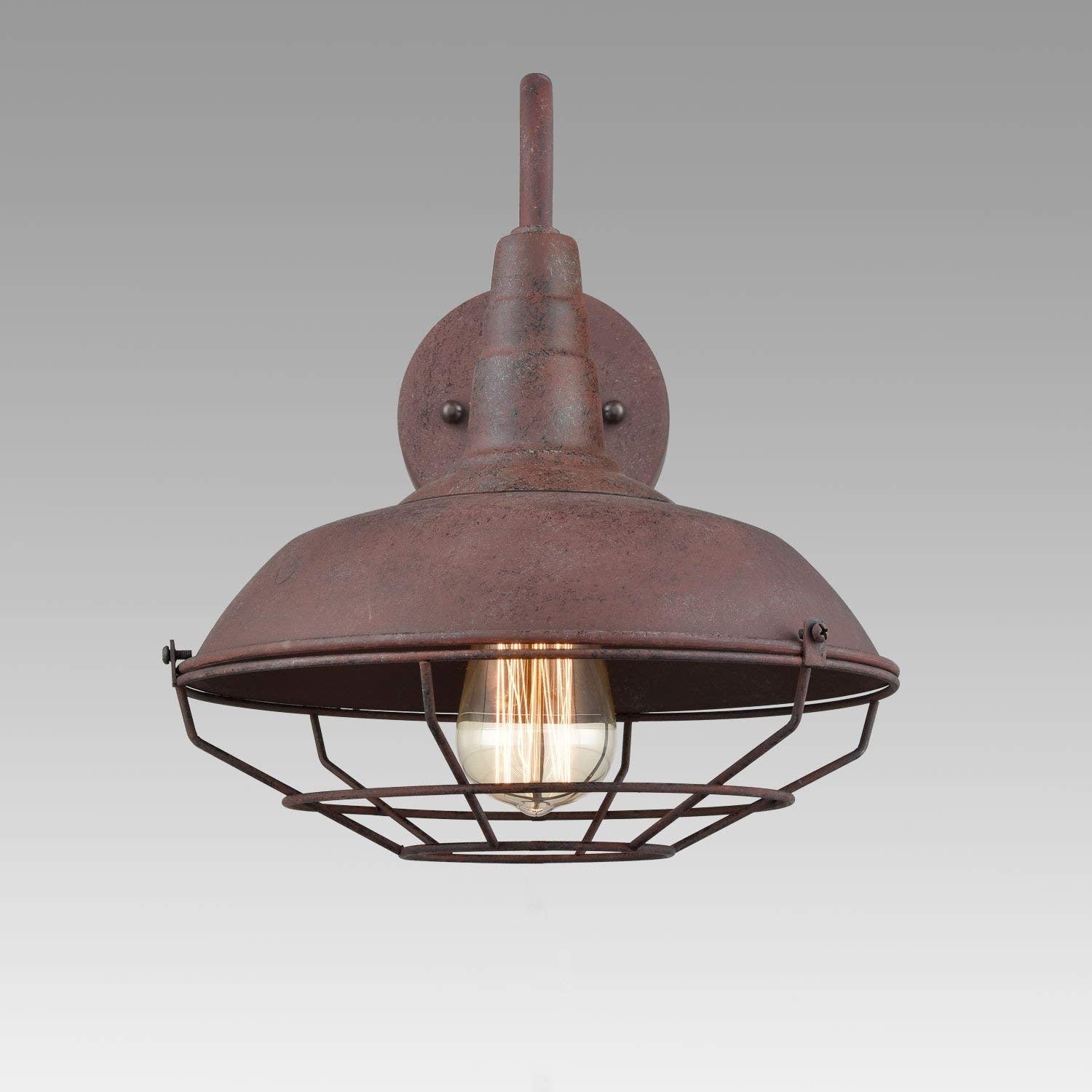 Rustic wire cage gooseneck wall sconce, vintge industrial plug in wall light fixture