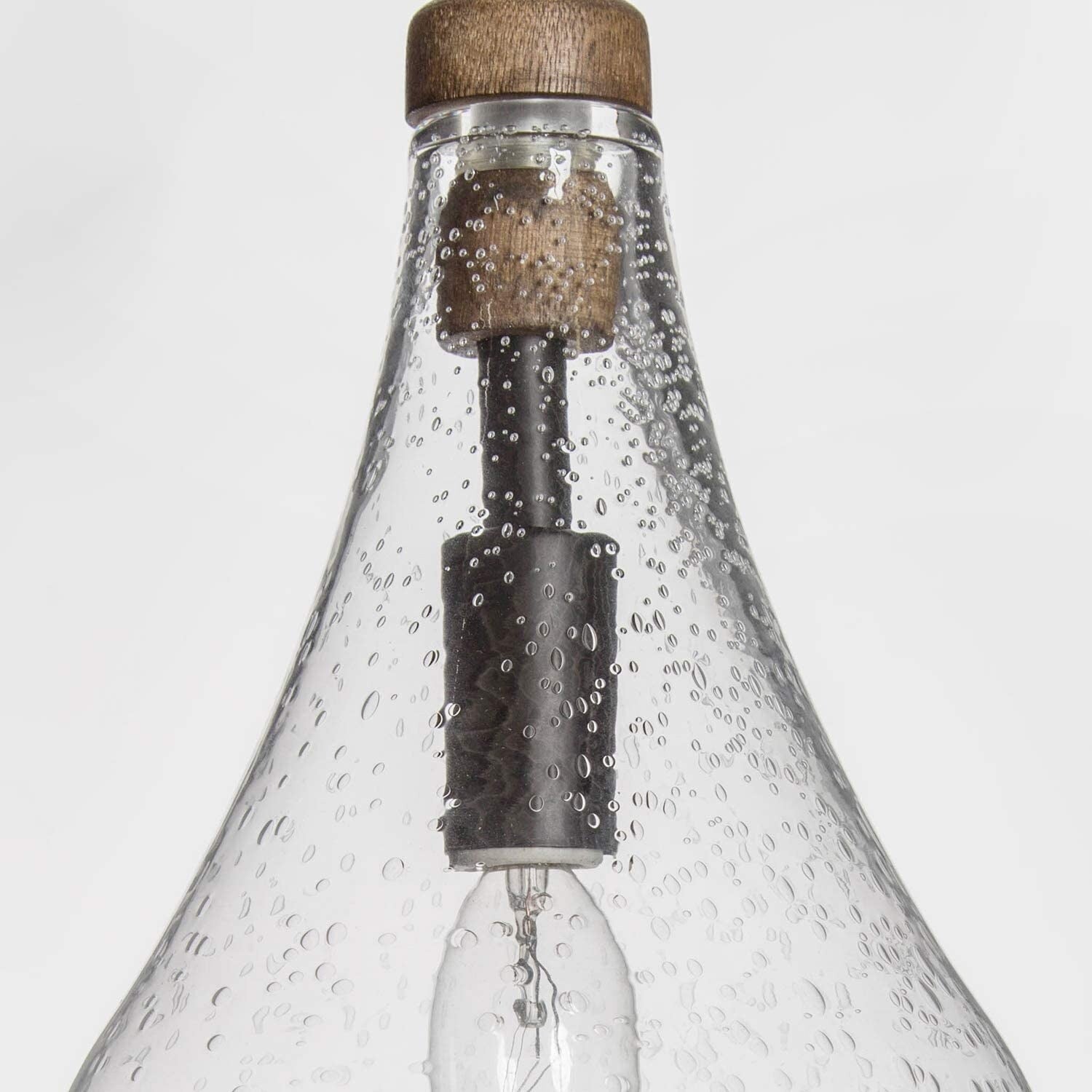 Seeded glass pendant light fixture adjustable wood pendant lamp