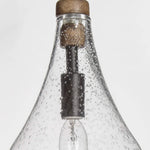 Seeded glass pendant light fixture adjustable wood pendant lamp