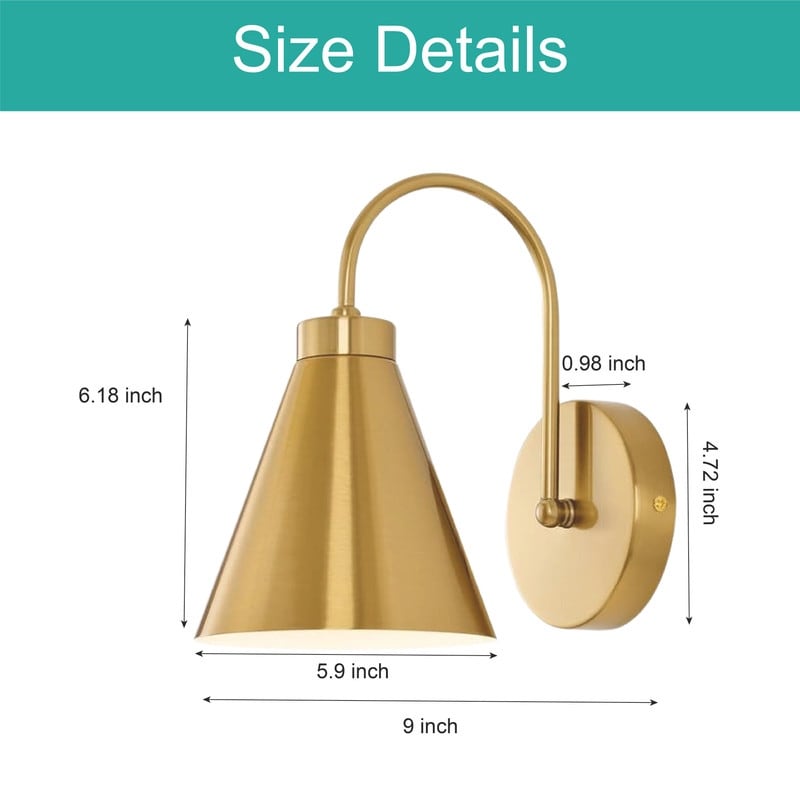 Set of 2 wall lights gold light fixture metal sconce lights