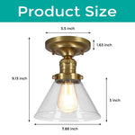 Transitional light fixture gold mount flush light glass ceiling light