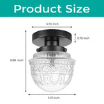 Vintage ceiling light black mount flush light glass, metal hallway lighting