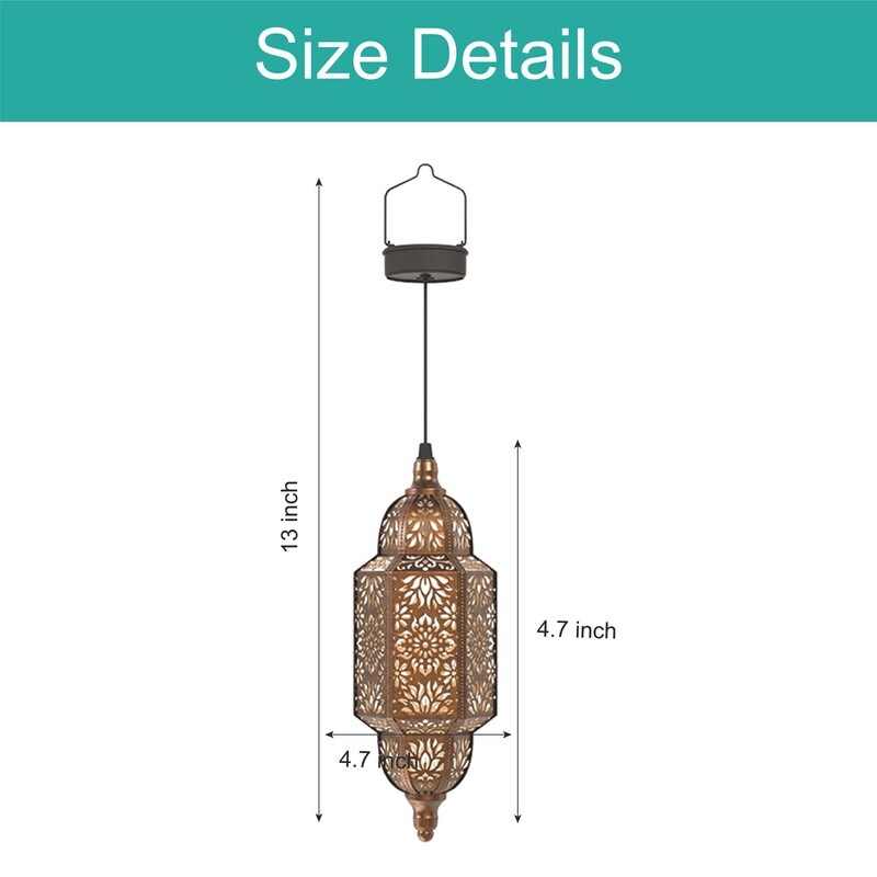 Waterproof hanging light gold garden light metal solar lights