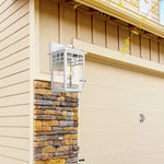 White outdoor wall light fixture rust seeded glass wall mount sconce