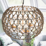 Woven pendant lamp globe 3 light pendant ceiling lights tan frame hanging ceiling lights