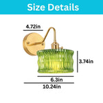 2 Pack lights bulb green ripple wall sconces glass wall lights