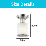 1 light ceiling lamp glass metal flush mount fixture nickel ceiling lighting