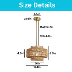 12.4” Dining light brown light fixture rattan pendant light