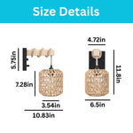 1 pack sconce light metal rattan bedroom light rattan wall mount light