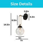 1-Light bulb light metal glass wall sconce black gold light fixtures