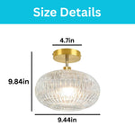 1-light ceiling light metal glass semi flush mount gold light fixtures