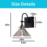 3-Color bulb light black light fixtures glass, metal wall sconce