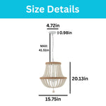 3-light boho chandelier metal wood bead hanging light white pendant light